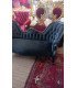 Rental Méridienne single end black wood and black velvet