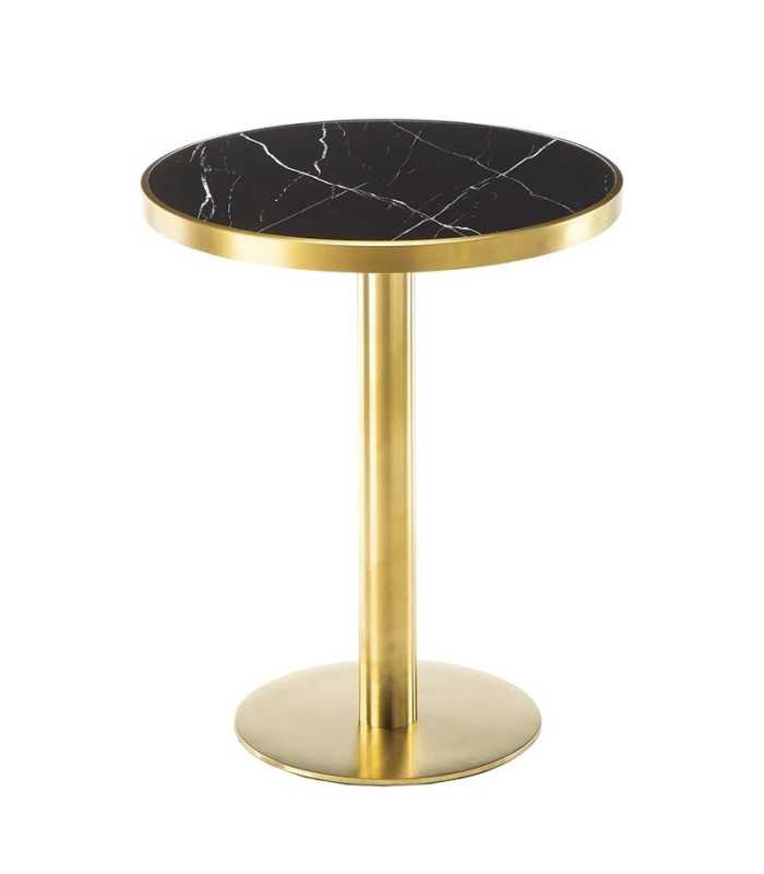 Mange debout métal doré et plateau noir