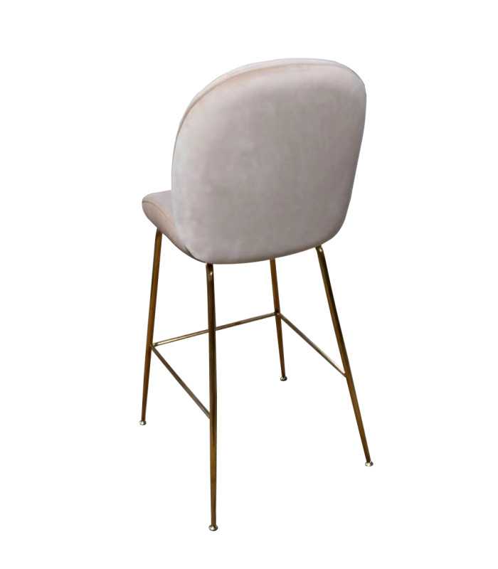 Tabouret de bar métal doré tissu écru sur fond blanc – vue arrière
