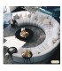 Chauffeuse en velours beige