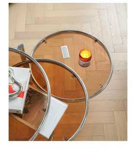 Coffee table with 3 round chromed steel tops