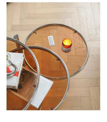 Table basse 3 plateaux ronds acier chromé
