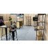 Factory high wood table in a living room