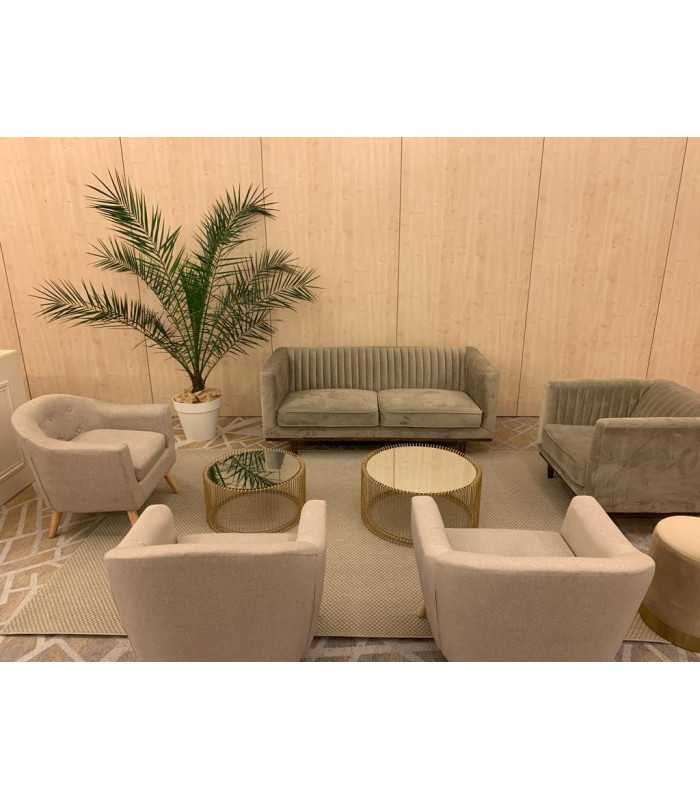 Rental beige velvet armchair L 89 x H 82 cm