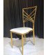 Chaise de mariage metal doré et galette blanche Kimberlay