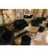Black velvet bench seat for rent Erika 2-seater lounge bench