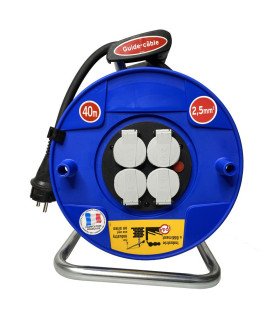 25 m electrical cable reel on white background