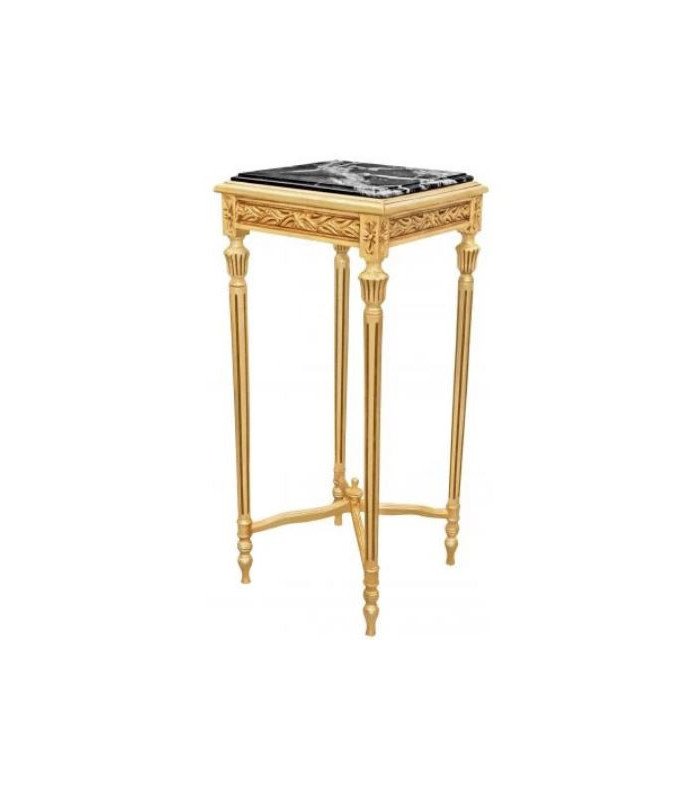 Gilded wood and marble pedestal, H 92 cm, on a white background.