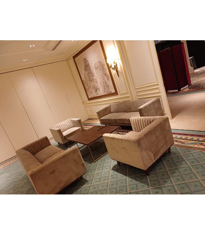 Rental beige velvet armchair L 89 x H 82 cm