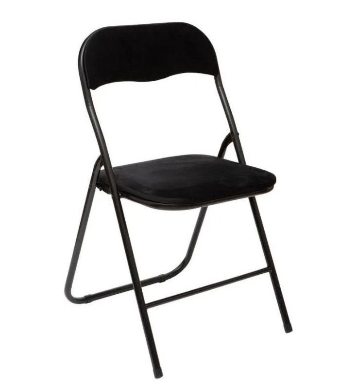 Black velvet folding chair W 44 x H 79 cm