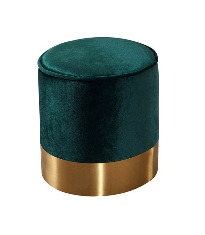 Pouf velours vert et métal doré