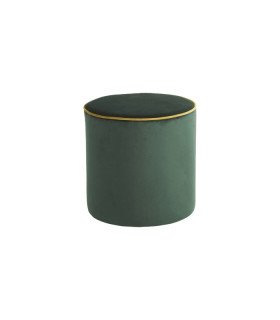 Round green velvet pouffe