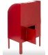 Santa Claus mailbox in red metal, rear view with opening flap, Christmas decoration