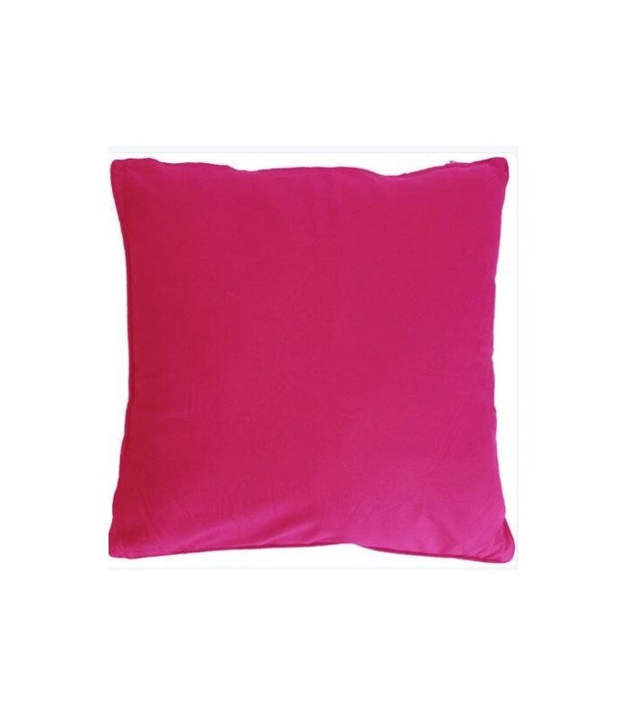 coussin carré en tissu rose 40 x 40 cm sur fond blanc