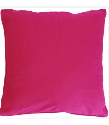 square cushion in pink fabric 40 x 40 cm on white background