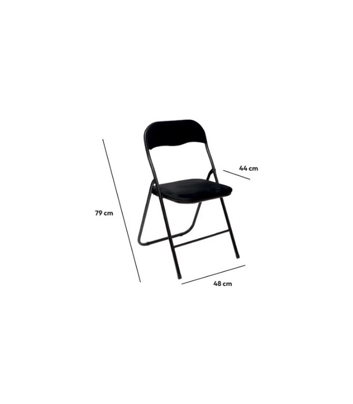 Black velvet folding chair W 44 x H 79 cm