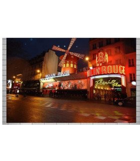 Toile de fond Moulin Rouge de nuit 3 x 2 m, néons rouges, décor cabaret et photo call en location chez 126 Events
