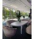 Ecru shell sofa for garden party rental
