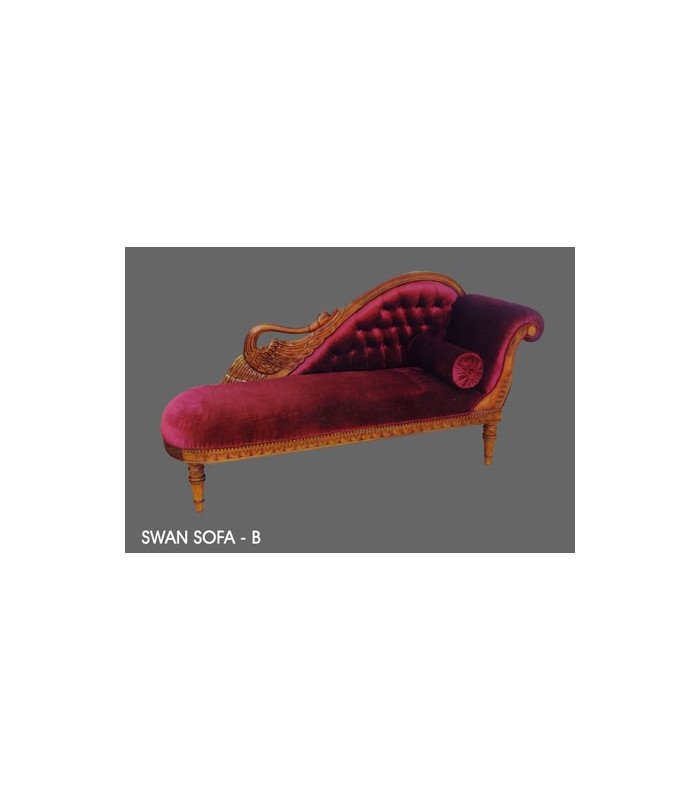Rental of Meridienne Cygne Mahogany And Red Velvet Backrest A D