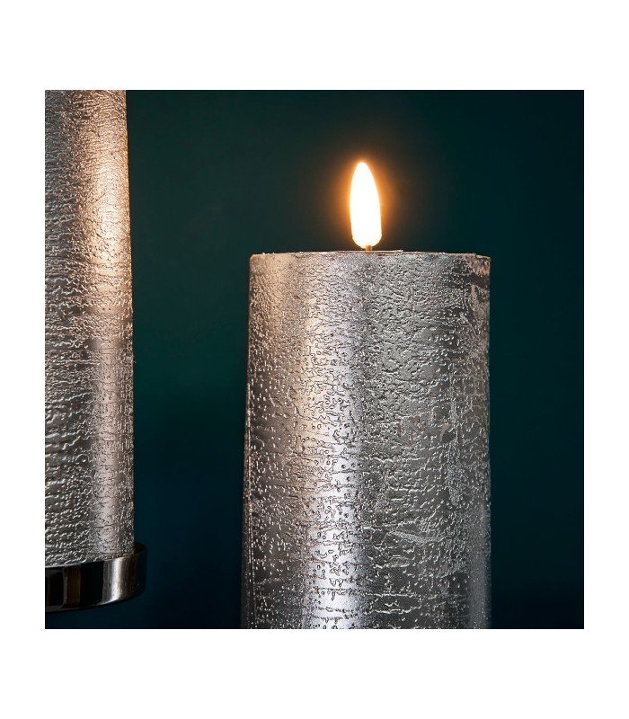 Bougie led 3 d rechargeable argentée