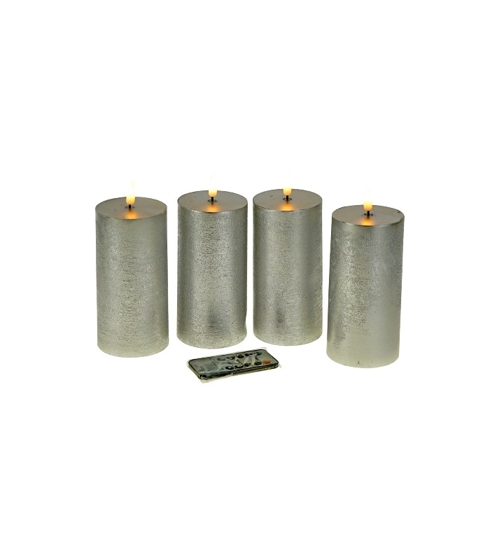 Bougie led 3 d rechargeable argentée