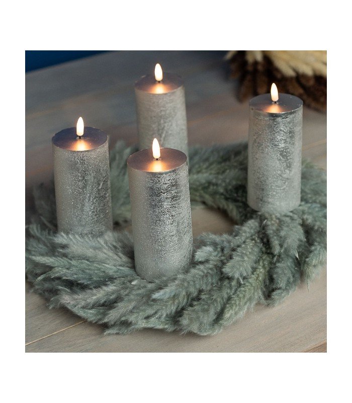 Bougie led 3 d rechargeable argentée