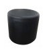 Leo round black leatherette pouffe