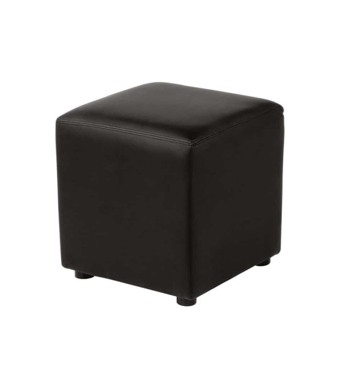 Pouf carré simili noir 40 40 cm Léo