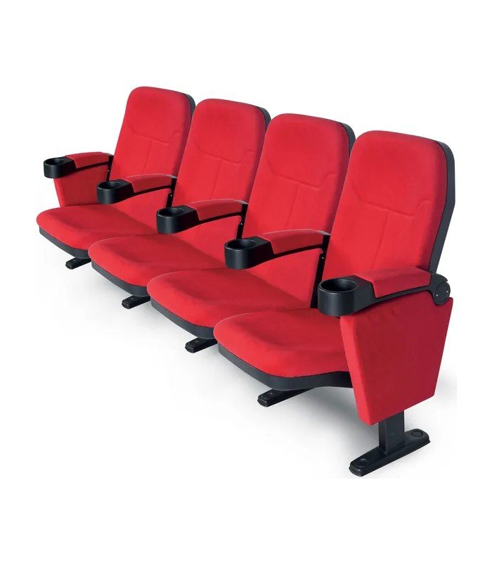 Rangée de fauteuils de cinéma en tissu rouge