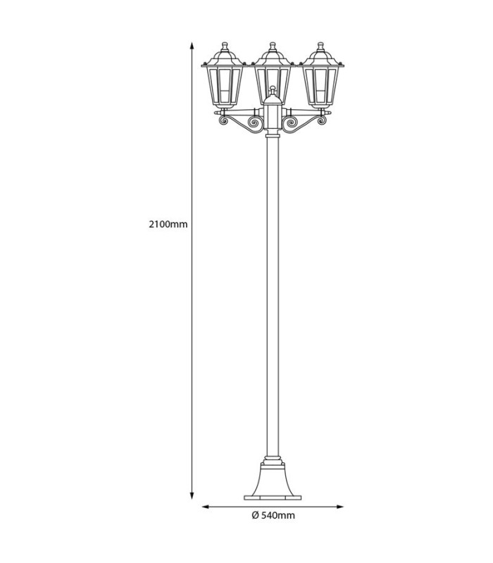 Parisian lamp post in white cast iron H 215 cm
