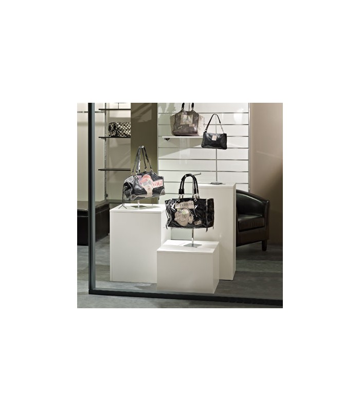 Cube de présentation blanc brillant H 75 cm x 40 x 40 cm