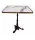 Table bistrot en fonte plateau carrée blanc et or 60 cm