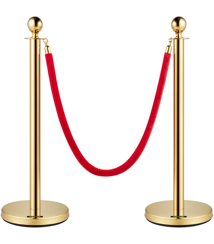 rental golden guide post and red rope