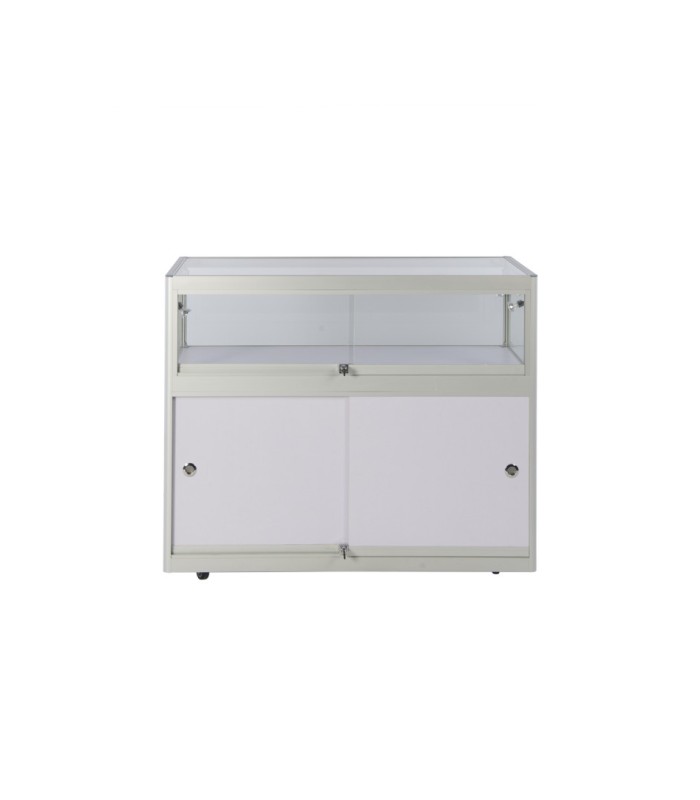 Vitrine comptoir blanche pour foire et exposition L 110 cm