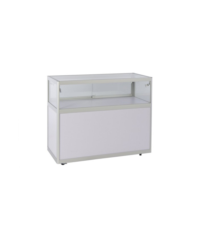 White counter display case for trade fairs and exhibitions L 110 cm