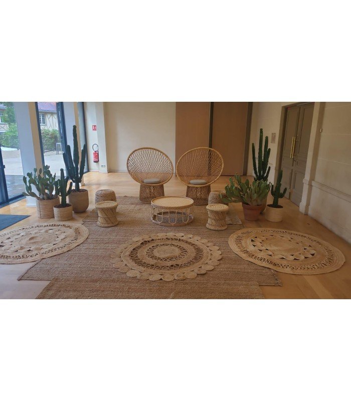 Fauteuil de jardin rotin à louer modèle Rose
