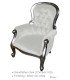 Location fauteuil soirée imitation cuir blanc et bois argent