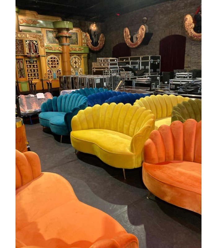 Orange sofa for rent 2-seater retro style 167 x 96 x H 94 cm