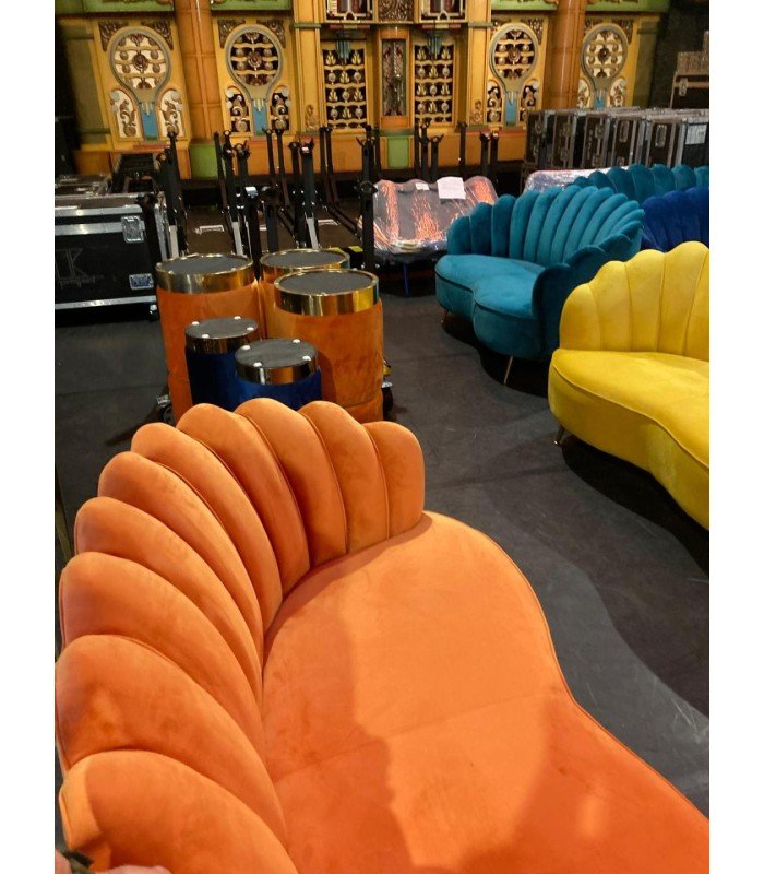 Orange sofa for rent 2-seater retro style 167 x 96 x H 94 cm