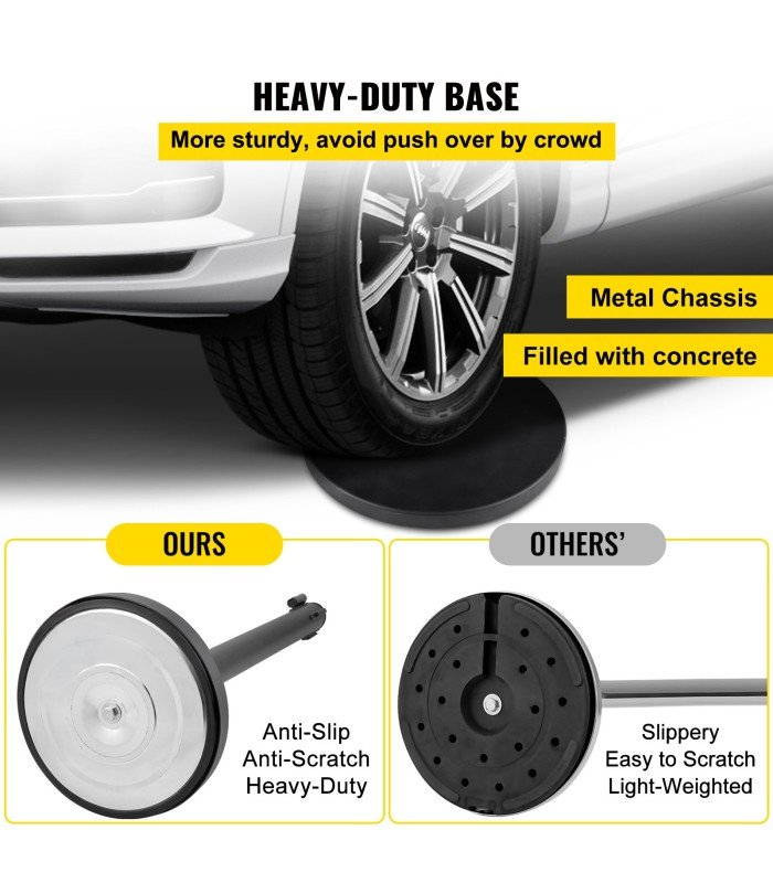 Set of 2 black guide posts and rope L 200 cm