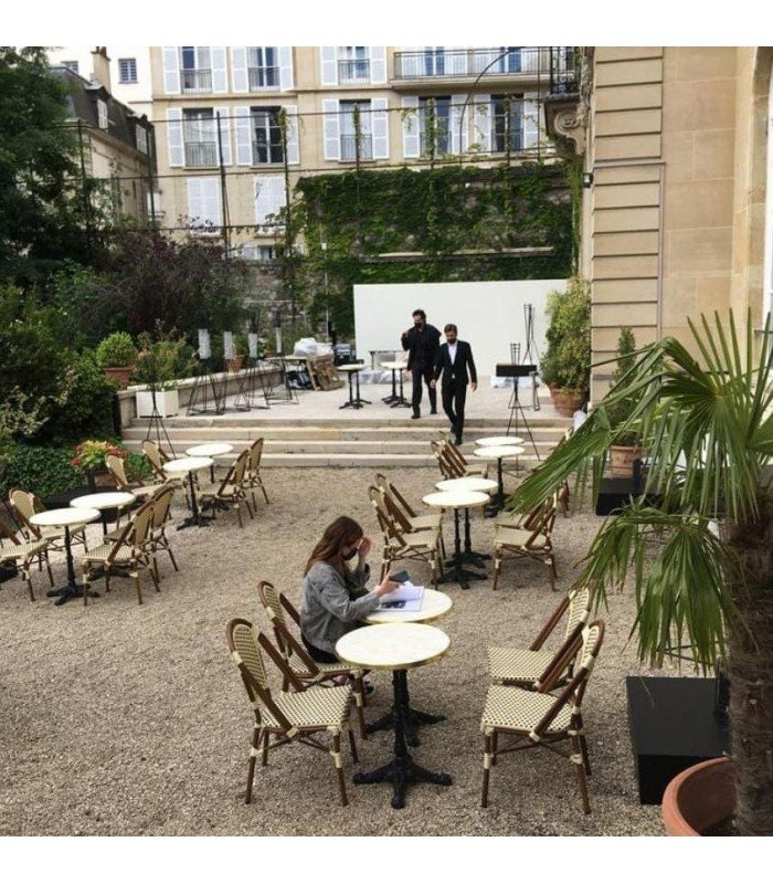 Table de bistrot parisien ronde en acier 60cm