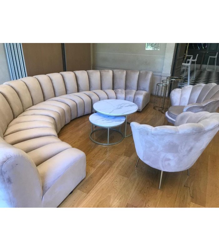 Chauffeuse en velours beige le module