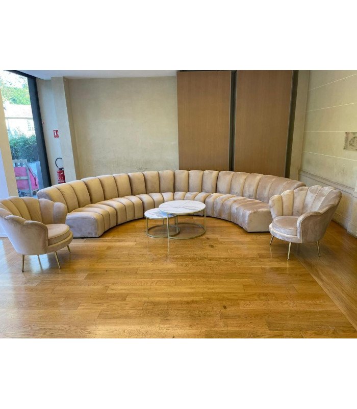 Chauffeuse en velours beige le module