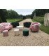 Pouf velours vert et métal doré