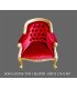 Fauteuil En Tissu - Modele Louis Velours Rouge Et Bois Dore