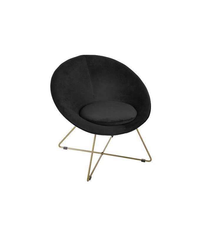 Nova black velvet round-back armchair