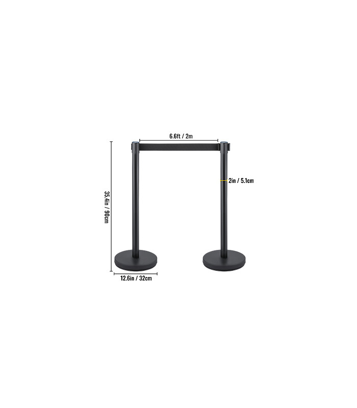 Location set de 2 poteaux de guidage et corde noir jusqu'à L 200 cm