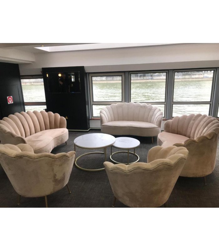 Canapé coquillage 2 places arrondi écru L 167