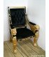 Fauteuil Lion New Velours Noir Et Bois Dore