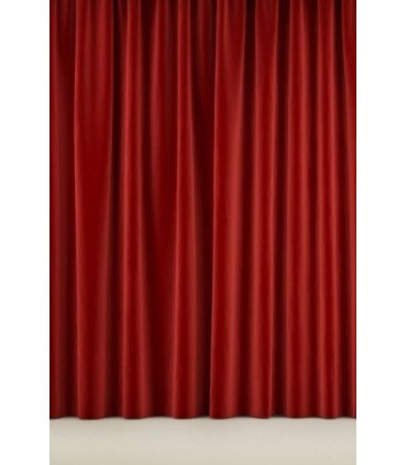 rideaux de scène en velours rouge 3m x 3m sur fond blanc, modèle ignifugé M1 en location chez 126 Events